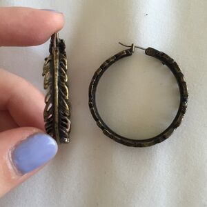 Lucky Brand Gold and Brown Hoop Earrings
